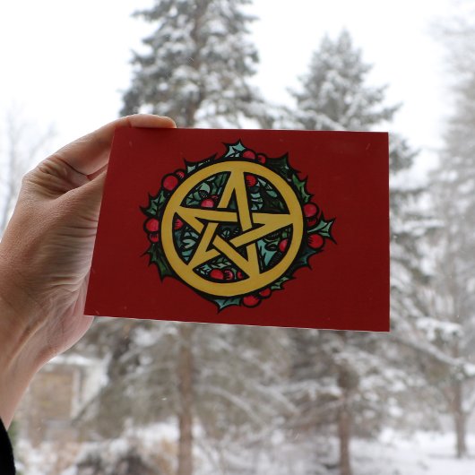 Yule Pentacle Merry Yule Blessings Kaart