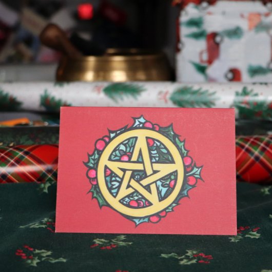Yule Pentacle Merry Yule Blessings Kaart