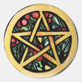 Yule Pentacle Pagan Winter Solstice Symbool Ronde Sticker (Voorkant)