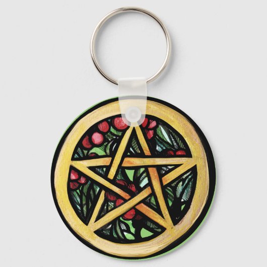 Yule Pentacle Pagan Winter Solstice Symbool Sleutelhanger (Voorkant)