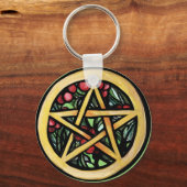 Yule Pentacle Pagan Winter Solstice Symbool Sleutelhanger (Voorkant)
