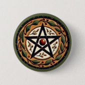 Yule Pentacle Ronde Button 5,7 Cm (Voorkant)