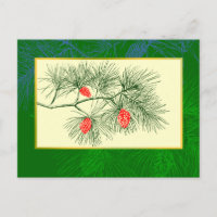 Yule Pine Branch Art Post Kaart