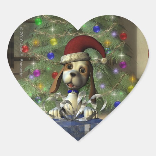 Yule Puppy Heart Sticker (Voorkant)