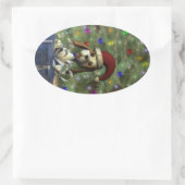 Yule Puppy Oval Sticker (Tas)