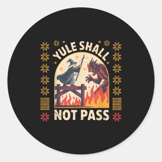 Yule Shall Not P Fantasy Krampus Holiday Pun Funny Ronde Sticker (Voorkant)