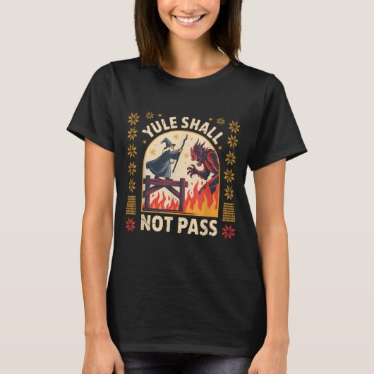 Yule Shall Not P Fantasy Krampus Holiday Pun Funny T-shirt (Voorkant)