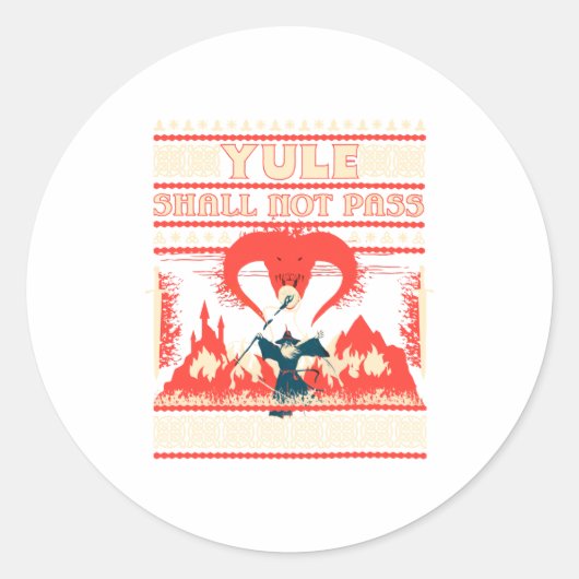 Yule Shall Not P Fantasy Wizard Holiday Pun Funny Ronde Sticker (Voorkant)