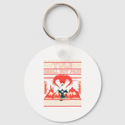 Yule Shall Not P Fantasy Wizard Holiday Pun Funny Sleutelhanger (Voorkant)