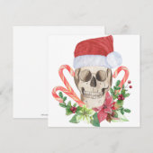 Yule Skull Gothic Christmas Poinsettia Candy Cane Feestdagenkaart (Voorkant / Achterkant)