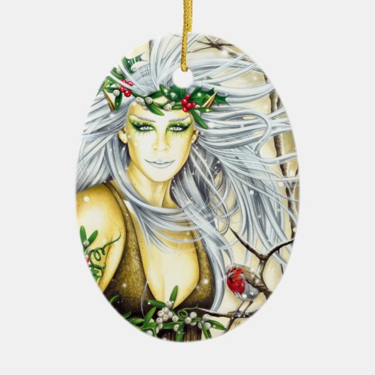 Yule Snow Goddess Keramisch Ornament (Voorkant)