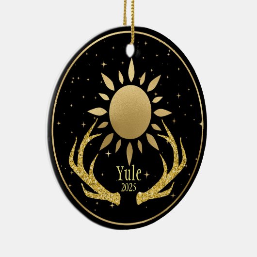 Yule Sun met gewei Keramisch Ornament (Rechts)
