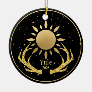 Yule Sun met gewei Keramisch Ornament