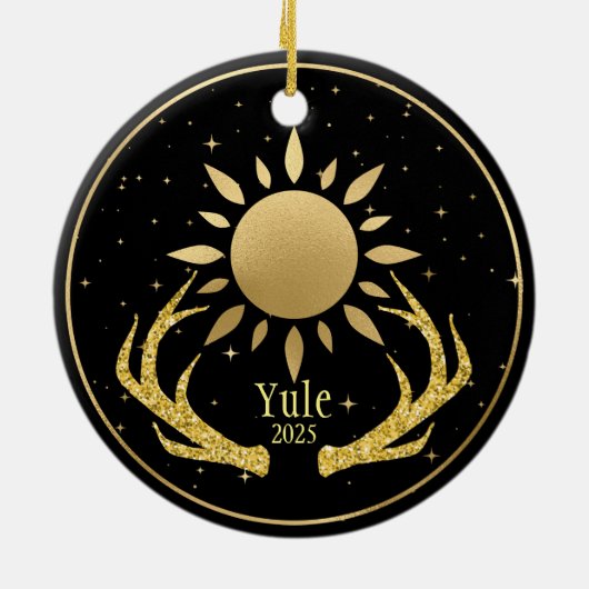 Yule Sun met gewei Keramisch Ornament (Achterkant)