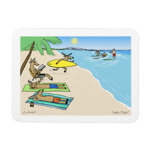 Yule Tide - Santa and Reindeer Beach Vacation Magneet