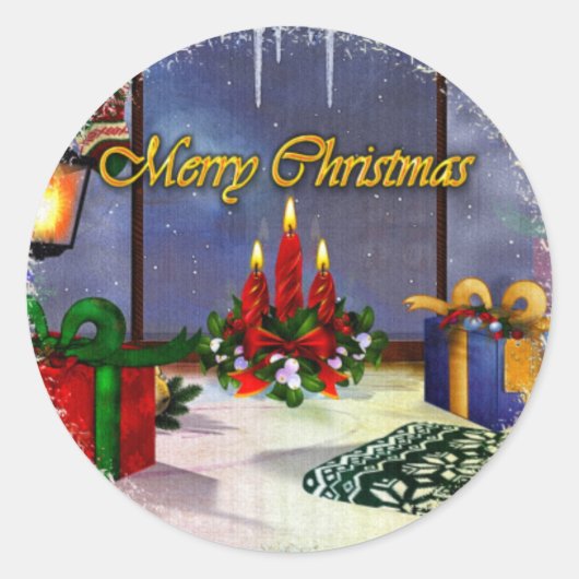 Yule Tijd Reflecties Vakantie Kunst CADEAU LERAAR Ronde Sticker (Voorkant)