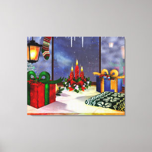 Yule Time Reflections Holiday Art Canvas Afdruk