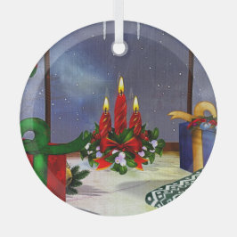 Yule Time Reflections Holiday Art Glas Ornament