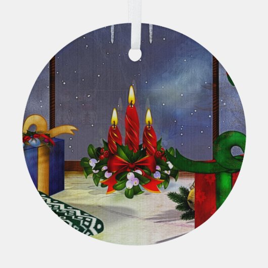 Yule Time Reflections Holiday Art Glas Ornament (Achterkant)