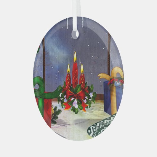 Yule Time Reflections Holiday Art Glas Ornament (Voorkant links)