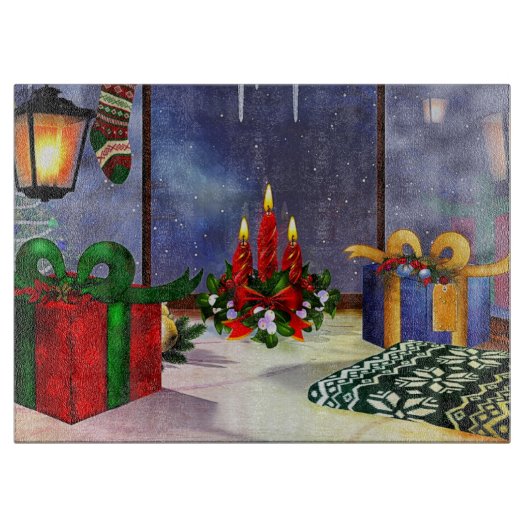 Yule Time Reflections Holiday Art Snijplank (Voorkant)