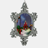 Yule Time Reflections Holiday Art Tin Sneeuwvlok Ornament (Links)