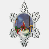 Yule Time Reflections Holiday Art Tin Sneeuwvlok Ornament (Rechts)