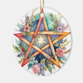 Yule Tree Winter Solstice Floral Wicca Pentacle Keramisch Ornament (Links)