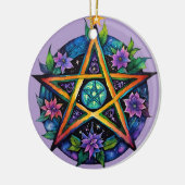Yule Tree Winter Solstice Floral Wicca Pentacle Keramisch Ornament (Links)