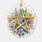 Yule Tree Winter Solstice Floral Wicca Pentacle Keramisch Ornament (Links)
