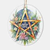 Yule Tree Winter Solstice Floral Wicca Pentacle Keramisch Ornament (Links)