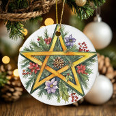 Yule Tree Winter Solstice Greenery Wicca Pentacle Keramisch Ornament
