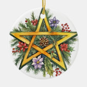 Yule Tree Winter Solstice Greenery Wicca Pentacle Keramisch Ornament (Voorkant)
