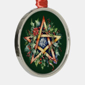 Yule Tree Winter Solstice Greenery Wicca Pentacle Metalen Ornament (Rechts)
