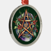 Yule Tree Winter Solstice Greenery Wicca Pentacle Metalen Ornament (Rechts)