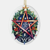 Yule Tree Winter Solstice Holly Wicca Pentacle Keramisch Ornament (Rechts)