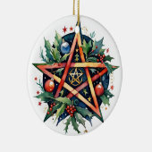 Yule Tree Winter Solstice Holly Wicca Pentacle Keramisch Ornament (Rechts)