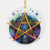 Yule Tree Winter Solstice Holly Wicca Pentacle Keramisch Ornament (Voorkant)