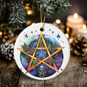 Yule Tree Winter Solstice Holly Wicca Pentacle Keramisch Ornament