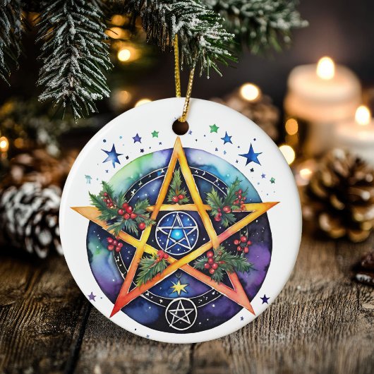 Yule Tree Winter Solstice Holly Wicca Pentacle Keramisch Ornament