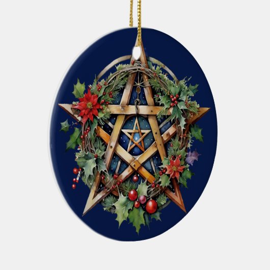 Yule Tree Winter Solstice Holly Wicca Pentacle Keramisch Ornament (Rechts)