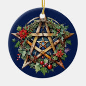 Yule Tree Winter Solstice Holly Wicca Pentacle Keramisch Ornament (Voorkant)
