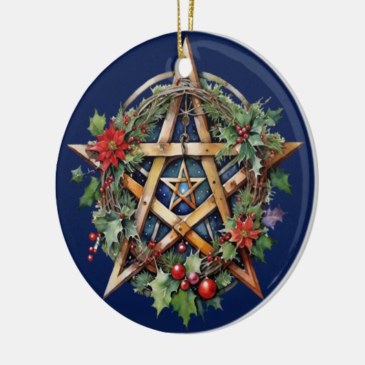 Yule Tree Winter Solstice Holly Wicca Pentacle Keramisch Ornament (Links)