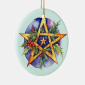Yule Tree Winter Solstice Holly Wicca Pentacle Keramisch Ornament (Rechts)