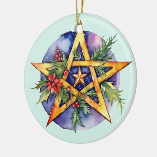 Yule Tree Winter Solstice Holly Wicca Pentacle Keramisch Ornament (Links)