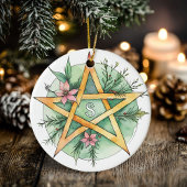 Yule Tree Winter Solstice Monogram Wicca Pentacle Keramisch Ornament
