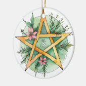 Yule Tree Winter Solstice Monogram Wicca Pentacle Keramisch Ornament (Links)