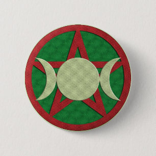 Yule Triple Goddess Pentagram Ronde Button 5,7 Cm