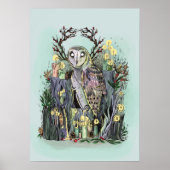 Yule Winter Solstice Barn Owl met looppas Poster (Voorkant)