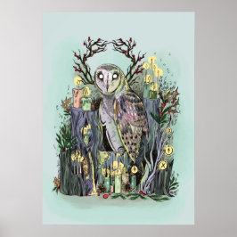 Yule Winter Solstice Barn Owl met looppas Poster